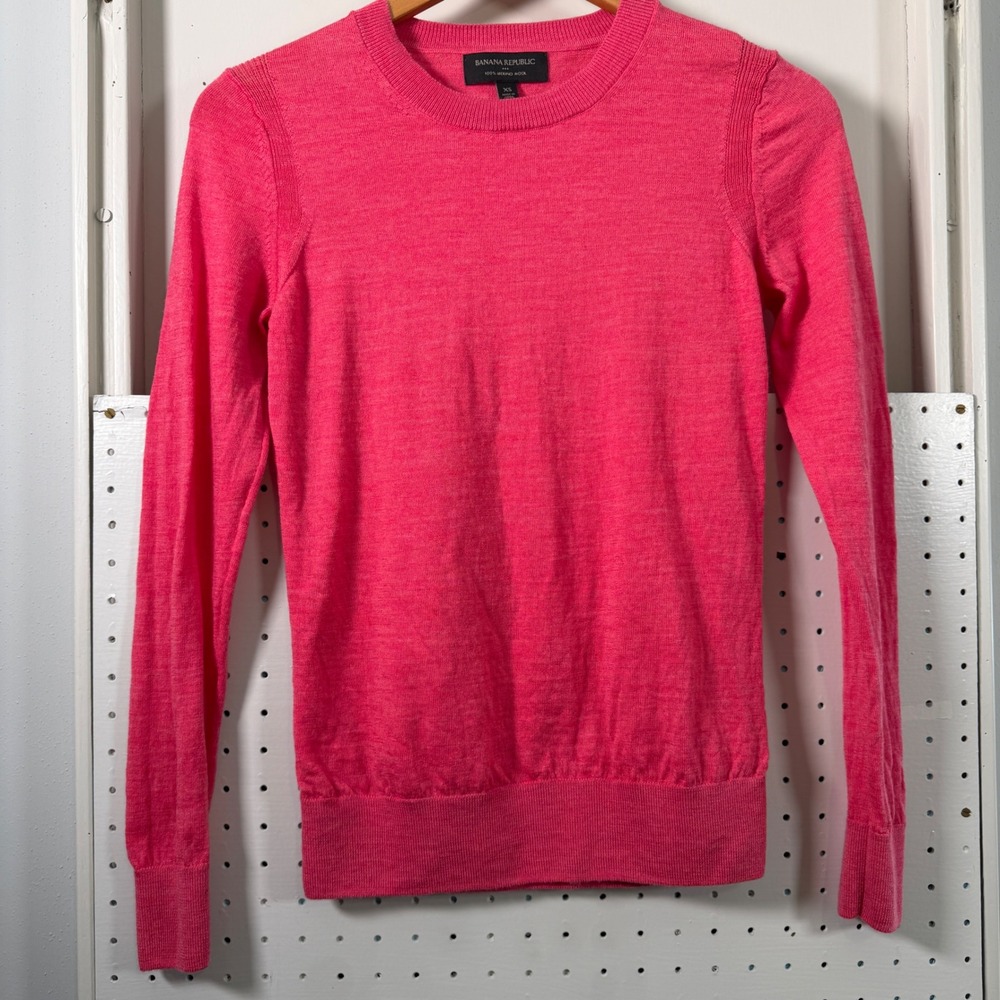 Banana Republic Pink 100% Merino Wool Crew Neck Sweater Womens XS
